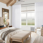 Snow White Linen Curtains 102 Inches Long for Living Room Light Filtering Semi Sheer Curtain Back Tab Luxury Neutral Modern Farmhouse Decor Floor to Ceiling Neutral Drapes for Bedroom 52x102,2 Panels