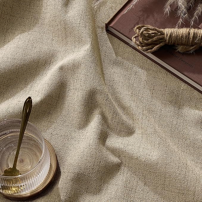 RYB HOME Burlap 100% Blackout Linen Curtains 78 Inch Long for Bedroom