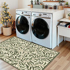 Boho Outdoor Rug - 28" x 43" Front Door Mat Indoor Outside Entrance Non-Slip Washable Outdoor Mat Spring Sage Green Leaf Rug for Entryway Kitchen Bedroom Layered Doormat for Front Porch
