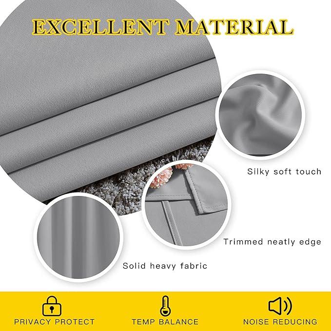 NICETOWN Insulated Blackout Curtains and Drapes - Energy Saving Thermal Insulated Solid Grommet Blackout Draperies for Sliding Glass Door/Patio (1 Pair, W80 x L84, Silver Grey)