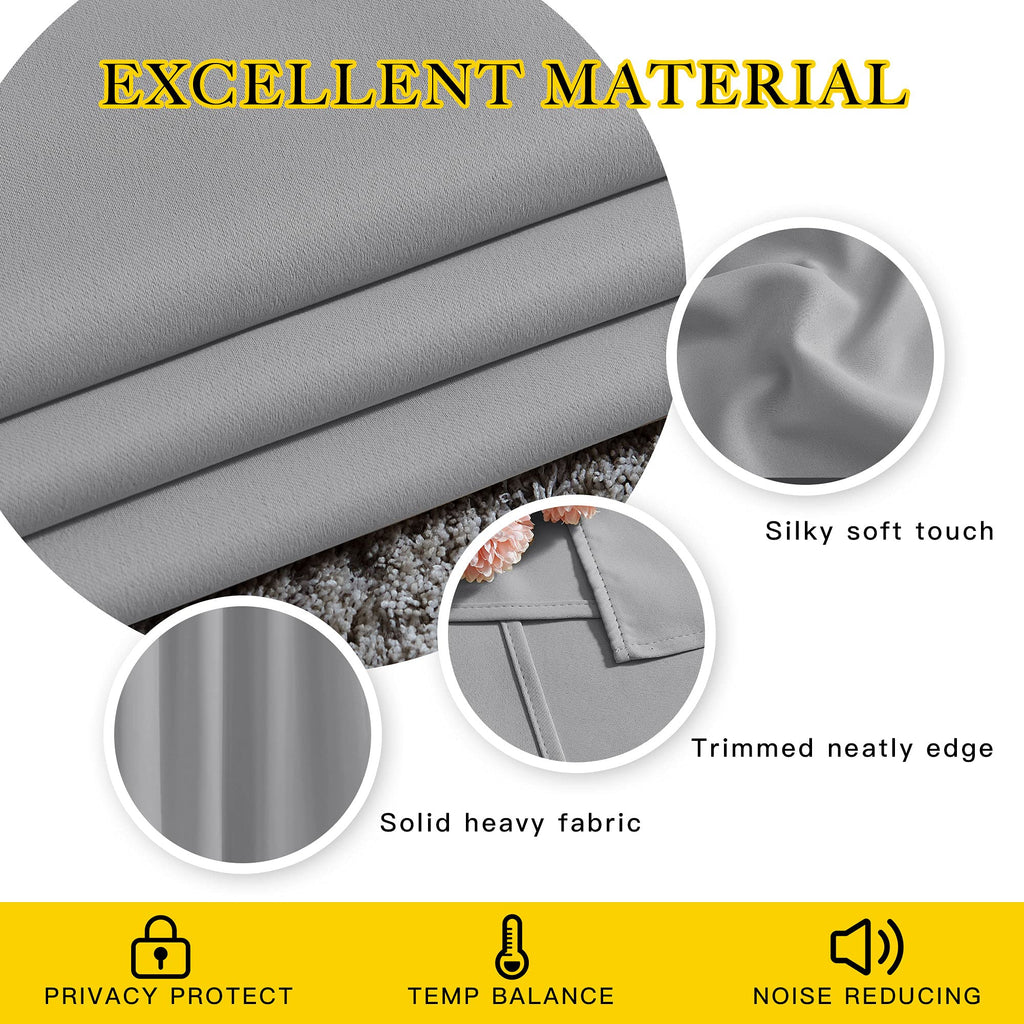 NICETOWN Bedroom Blackout Curtains & Drapes - Energy Saving Thermal Insulated Solid Grommet Light Blocking Window Treatments Privacy Room Divider for Living Room (2 Panels, Silver Grey, W66 x L102)