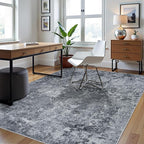 5x7 Area Rugs for Living Room Rug Washable: Abstract Rug for Dining Room Bedroom Carpet Non Slip 5 by 7 Indoor Modern Nursery Home Office Black