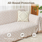 HOMERILLA 2 Piece Sectional Couch Cover for L Shape Sofa Khaki White XL