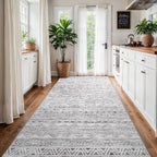 Ksrau 4x8 Runner Rug Washable Moroccan: Non Slip Hallway Floor Mat Grey