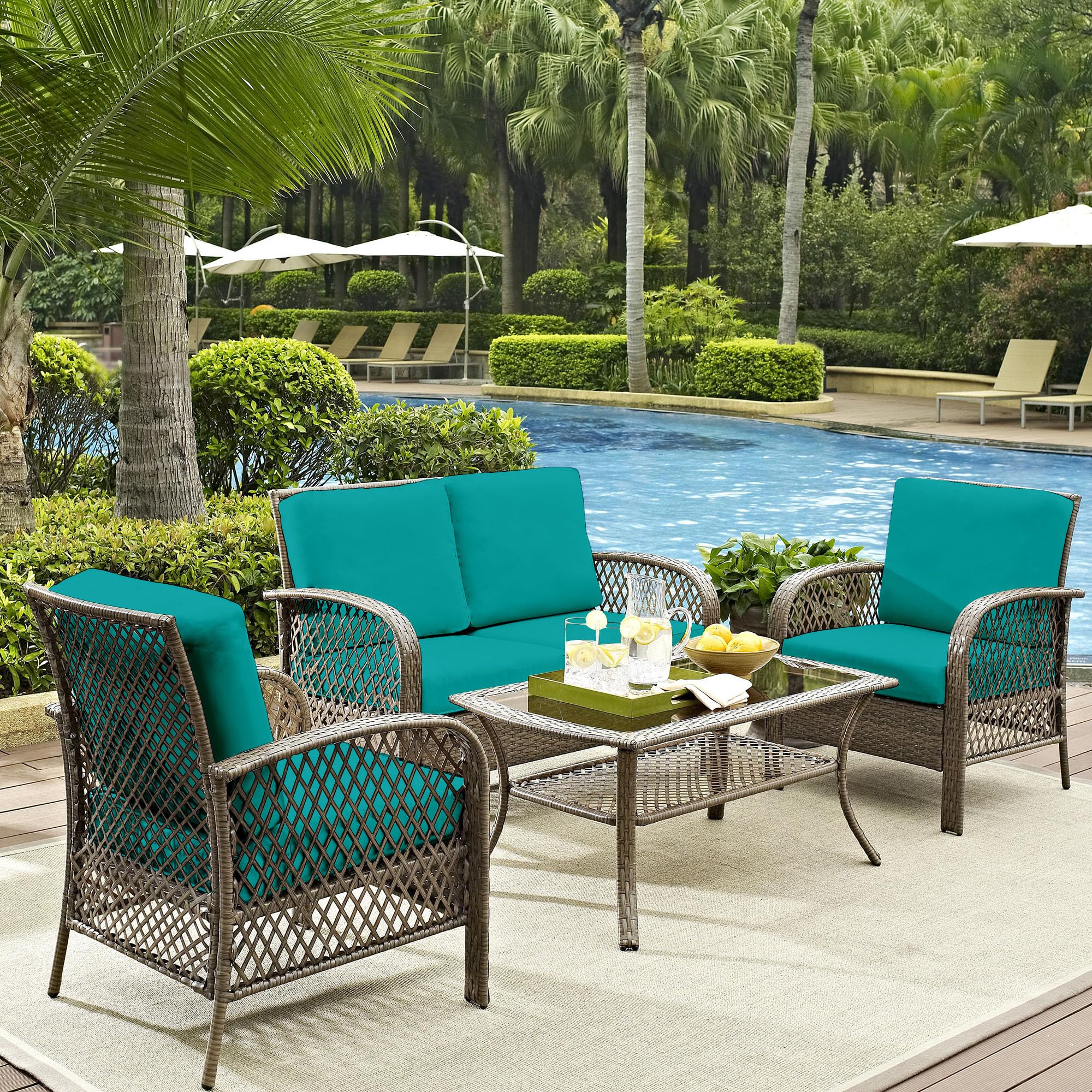 DREAHOTEXTIL 14Pcs Outdoor Cushion Covers, Elastic Patio Cushion Covers