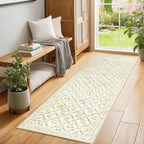 Runner Rug for Entryway: 2.6x8 Kitchen Rugs Non Slip Washable Ultra-Thin Soft Floral Carpet Indoor Floor Stain Resistant Carpets for Hallway Bedroom Kitchen Laundry Bathroom Dorm Beige/Multi
