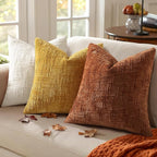 decorUhome Rust Chenille Throw Pillow Covers 20x20 Set of 2 Textured Soft Cozy Slubby Couch Pillow Covers Modern Farmhouse Boho Decorative Pillow Cases for Bed Sofa Living Room