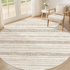 Nakagishi Round Rug Boho Area Rugs: 6x6 Washable Large Circle Neutral Soft Stain Resistant Non-Slip Carpet for Women Aged 25-45 Farmhouse Decor Enthusiasts - Living Room Bedroom Dining Room Nursery