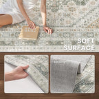 zesthome 5x7 Area Rugs - Ultra-Thin Washble Rug, Stain Resistant Anti Slip Backing Rugs for Living Room,Bedroom, Vintage Home Decor Area Rug (Brown/Grey,5'x7')