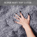 Large Area Rugs for Living Room, 6x9 Feet Fluffy Shag Fuzzy Plush Soft Bedroom Area Rugs, Indoor Floor Carpet for Kids Boys Girls Dorm Nursery Home Decor Aesthetic, Tie-Dyed Dark Gray