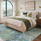 BEIMO Area Rugs 4x6 for Living Room Bedroom, Modern Abstract Machine Washable Rug, Large Soft Low Pile Floor Carpet with Non Slip Backing for Dining Room, Blue Green