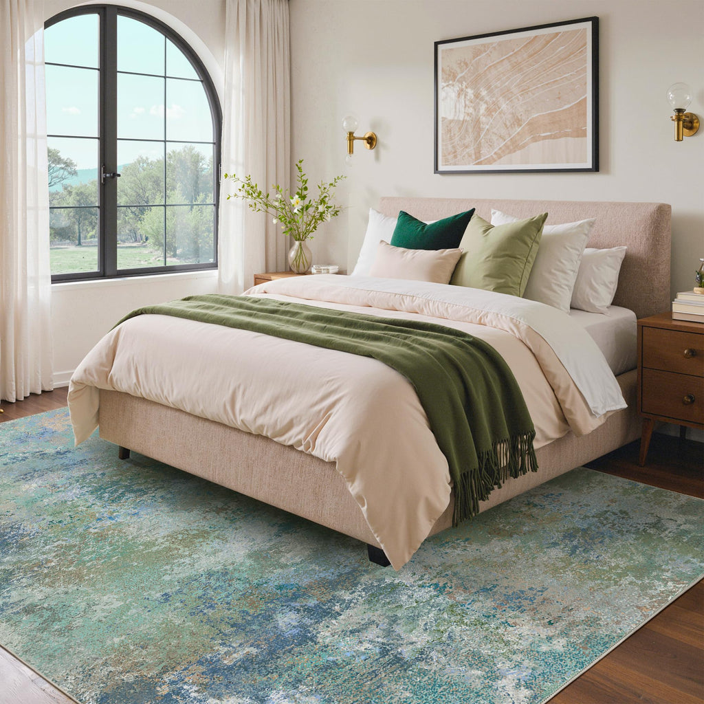 BEIMO 4x6 Area Rugs for Bedroom, Blue Green Washable Abstract Non Slip Rug