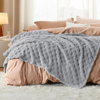 Bedsure GentleSoft Silver Grey Throw Blanket for Couch - Checkered Fleece Blankets Gifts for Kids Girls, Cute Soft Cozy Throw for Bedroom Home Decor Gifts, 50x60 Inches