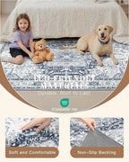 Madane Washable Runner Rug - 2x8 Runners for Hallways Kitchen Non-Slip Runner Rugs Ultra-Thin Laundry Room Rug Throw Carpet Runner for Entrance Living Dinning Room Foyer (Navy/White, 2 x 8)
