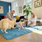 OLANLY 8x10 Machine Washable Large Area Rugs for Living Room, Bedroom, Soft Fluffy Shaggy Bedside Rug, Indoor Floor Carpet for Kids Girls and Boys, Dorms, Nursery, Home Decor Aesthetic, Slate Blue