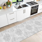 2x10 Runner Rug, Long Hallway Rugs for Dining Room, Living Room, Bedroom, Machine Washable Kitchen Carpet Runner with Rubber Backing, Soft Low Pile Indoor Rug(2'x10', Light Grey/White)