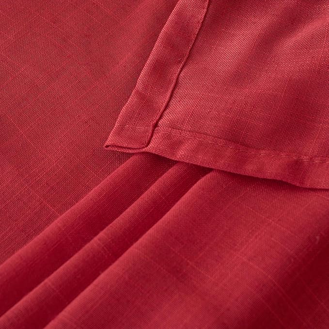 BGment Red Linen Curtains 54 Inch Length for Bedroom Window, Semi Sheer Drapes Lightweight Rustic Textured for Living Room Farmhouse with Rod Pocket, 2 Panels Set, Each 42 Inch Wide