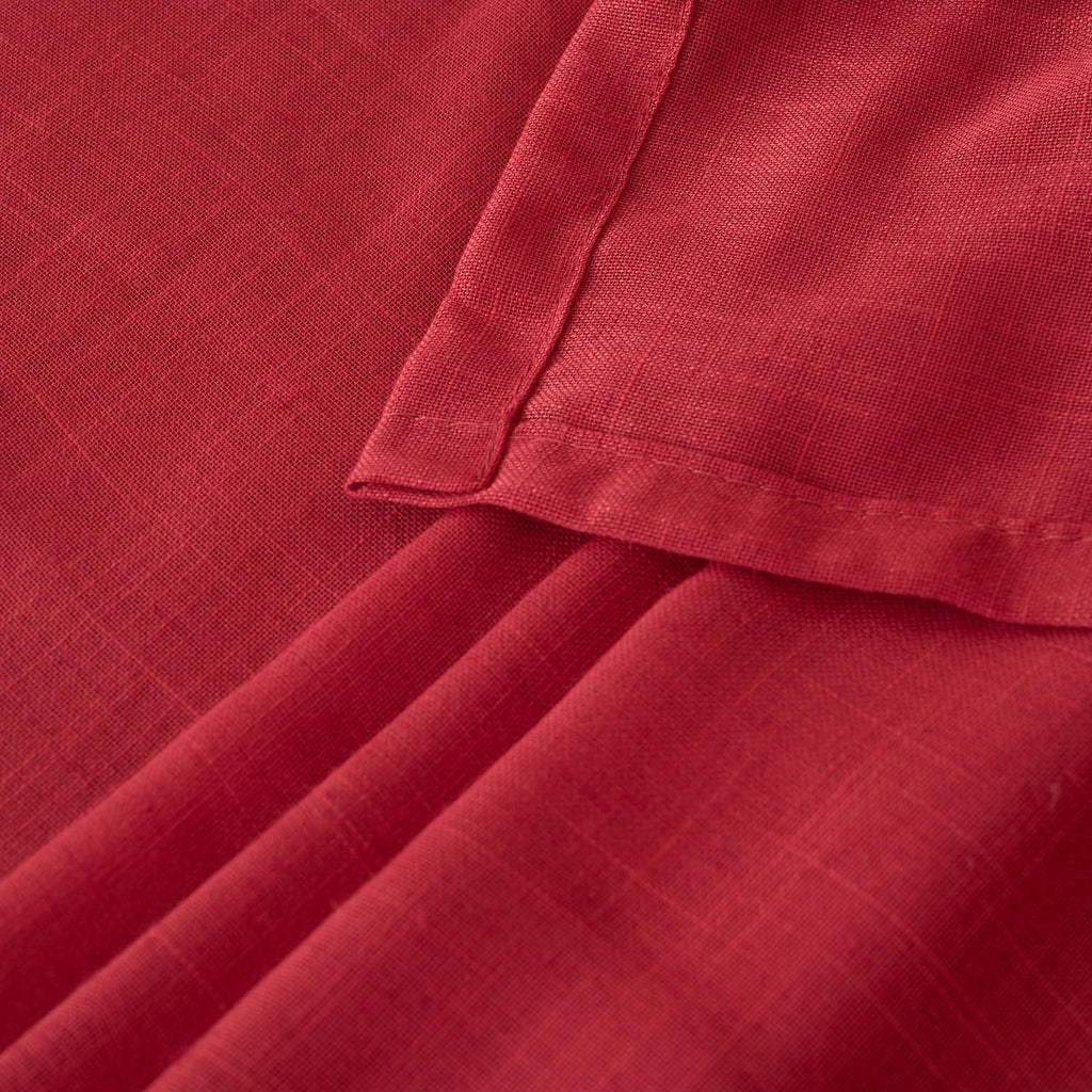 BGment 96 Inches Long Linen Curtains for Living Room, Semi Sheer Red Window Drapes Textured for Farmhouse Bedroom Dining with Rod Pocket Lightweight, 2 Panels Set, Each 52 Inch Wide