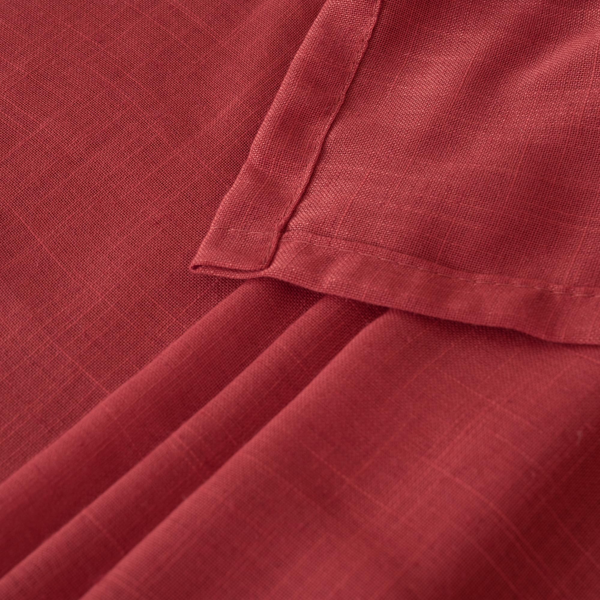 BGment 96 Inches Long Linen Curtains for Living Room, Semi Sheer Red Window Drapes Textured for Farmhouse Bedroom Dining with Rod Pocket Lightweight, 2 Panels Set, Each 52 Inch Wide