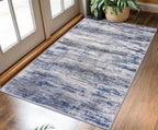 KOZYFLY Abstract Washable 3x5 Area Rug Kitchen & Entryway Rug Grey Blue