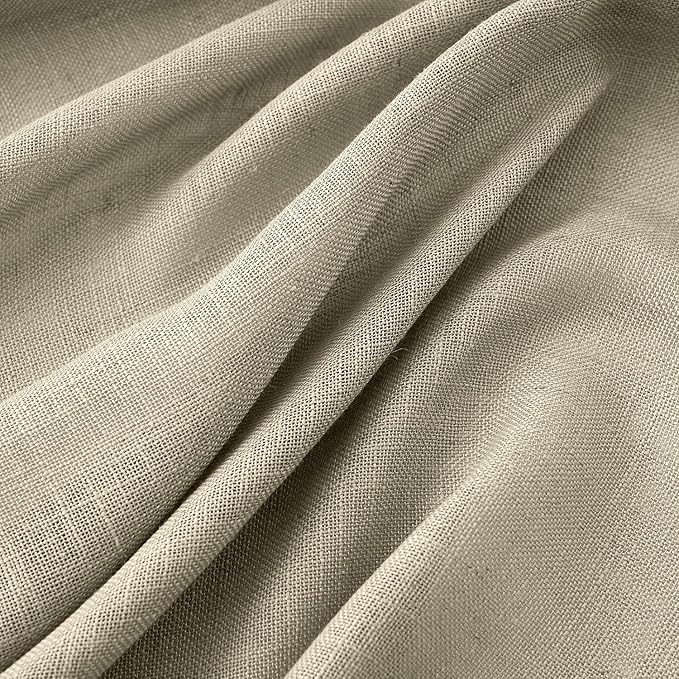 MIULEE Oatmeal Curtains 90 Inch Long 2 Panels for Bedroom Living Room, Soft Thick Textured Natural Window Drapes Light Filtering Back Tab Rod Pocket Burlap Look Decor