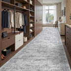Restydon 3x14 Runner Rug Non Slip,Washable Hallway Runner Rug,Grey
