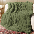 blunique Ultra Soft Cozy Faux Fur Throw Blanket, Fuzzy Plush Thick Bubble Blanket, Oversize Luxury Fluffy Blanket for Couch, Sofa, Bedroom, and Living Room,50x60 Inches,Green