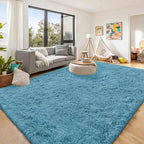OLANLY 9x12 Machine Washable Large Area Rugs for Living Room, Bedroom, Soft Fluffy Shaggy Bedside Rug, Indoor Floor Carpet for Kids Girls and Boys, Dorms, Nursery, Home Decor Aesthetic, Slate Blue