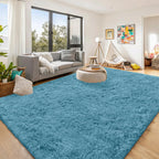 OLANLY 8x10 Machine Washable Large Area Rugs for Living Room, Bedroom, Soft Fluffy Shaggy Bedside Rug, Indoor Floor Carpet for Kids Girls and Boys, Dorms, Nursery, Home Decor Aesthetic, Slate Blue