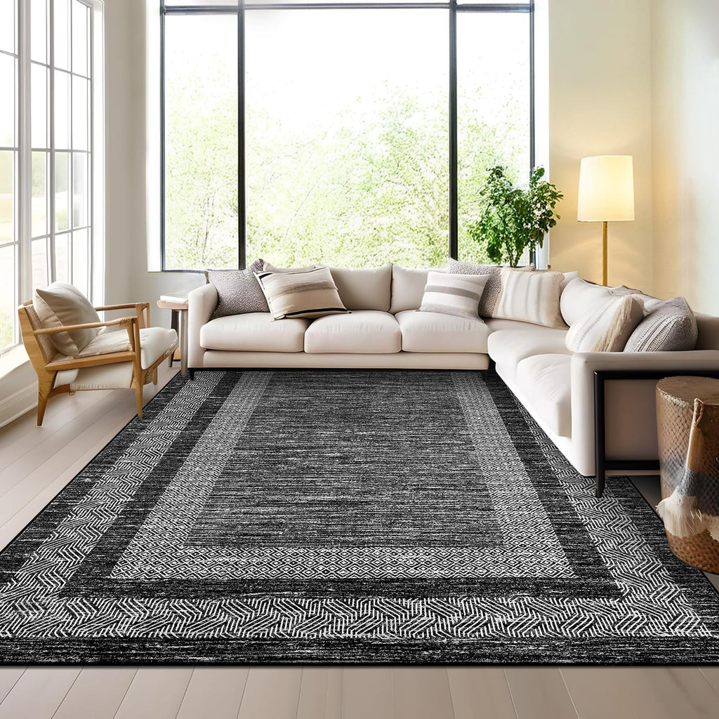 GarveeHome 10x13 Large Washable Geometric Area Rug Non Slip Non Shedding Floor Carpet