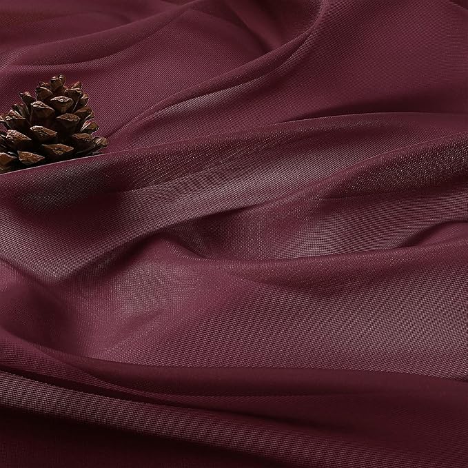 OVZME Wine Sheer Curtains 120 Inches Long 2 Panels Set, 59 Inch Extra Wide Soft Airy Lightweight Sheer Curtains for Living Room, Farmhouse Voile Filmy Rod Pocket Drapes, 59Wx120L Inches