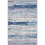 KOZYFLY 3x5 Rug Modern Ombre Living Room Area Rug, Washable Rugs for Bedroom Non-Slip Soft Stain Resistant Striped, Print Blue/Grey/Beige Abstract Carpet for Living/Laundry/Kid Room