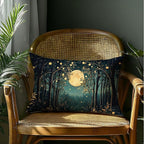 Rustic William Morris Inspired Night Moon Forest Decor Pillow Covers 18x18,Vintage Botanical Nature Landscape Decorative Throw Pillow Covers for Home Bedroom Living Room