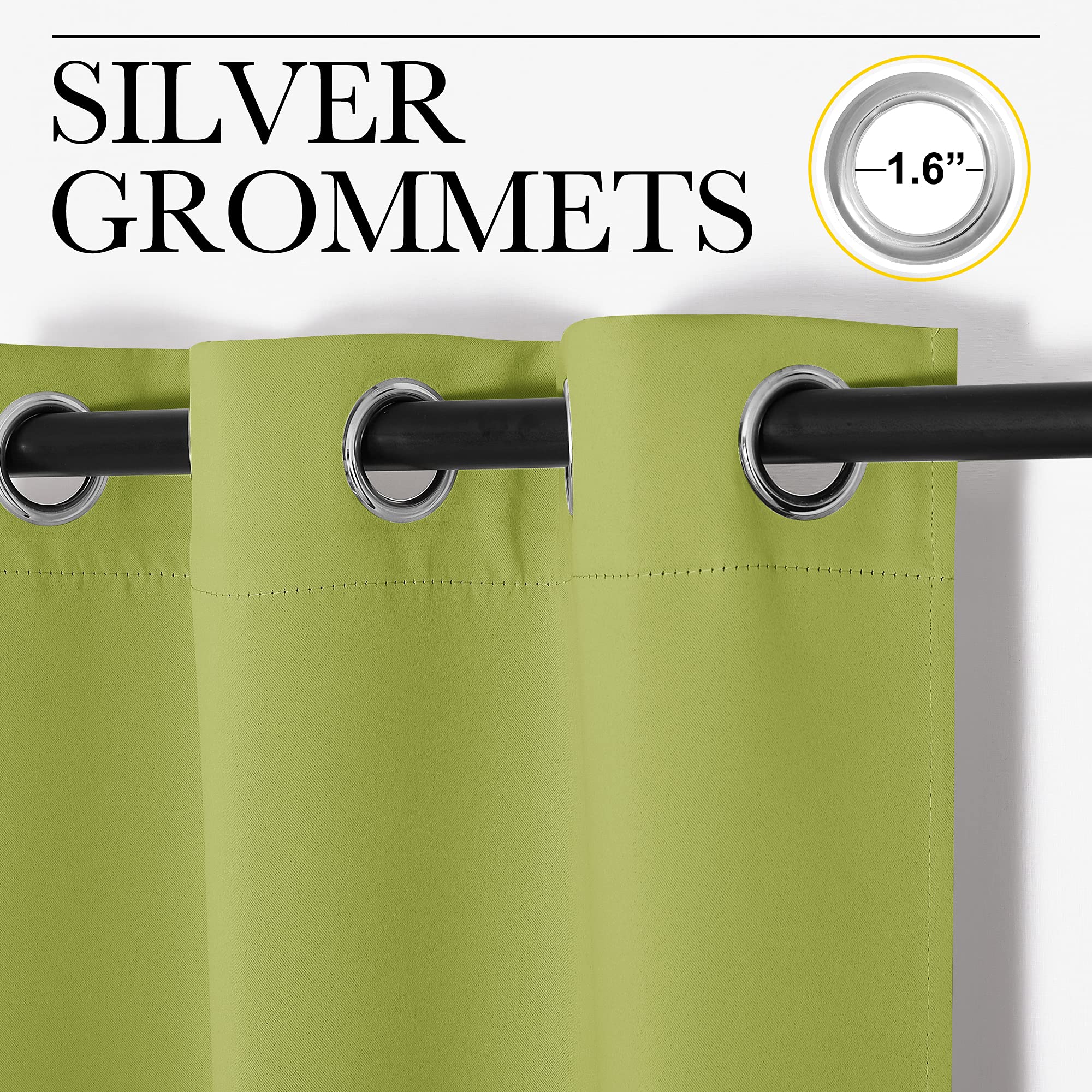 NICETOWN Fresh Green Blackout Curtains 120 inches Length for Living Room, 2 Panels, 55" Wide, Thermal Insulated Long Drapes for Large Window