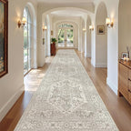 Madane Hallway Runner Rug 3x18 - Kitchen Rugs 18ft Washable Entryway Rug Vintage Kitchen Runners Non Slip Indoor Area Rug Farmhouse Carpet Runner for Bathroom Living Room Bedroom, Beige/Brown