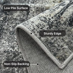 Runner Rug for Hallway Kitchen 2x6 Machine Washable Runners Rug for Entryway, Dark Gray Soft Modern Abstract Throw Rugs, Floor Carpet with Non Slip Rubber Backing