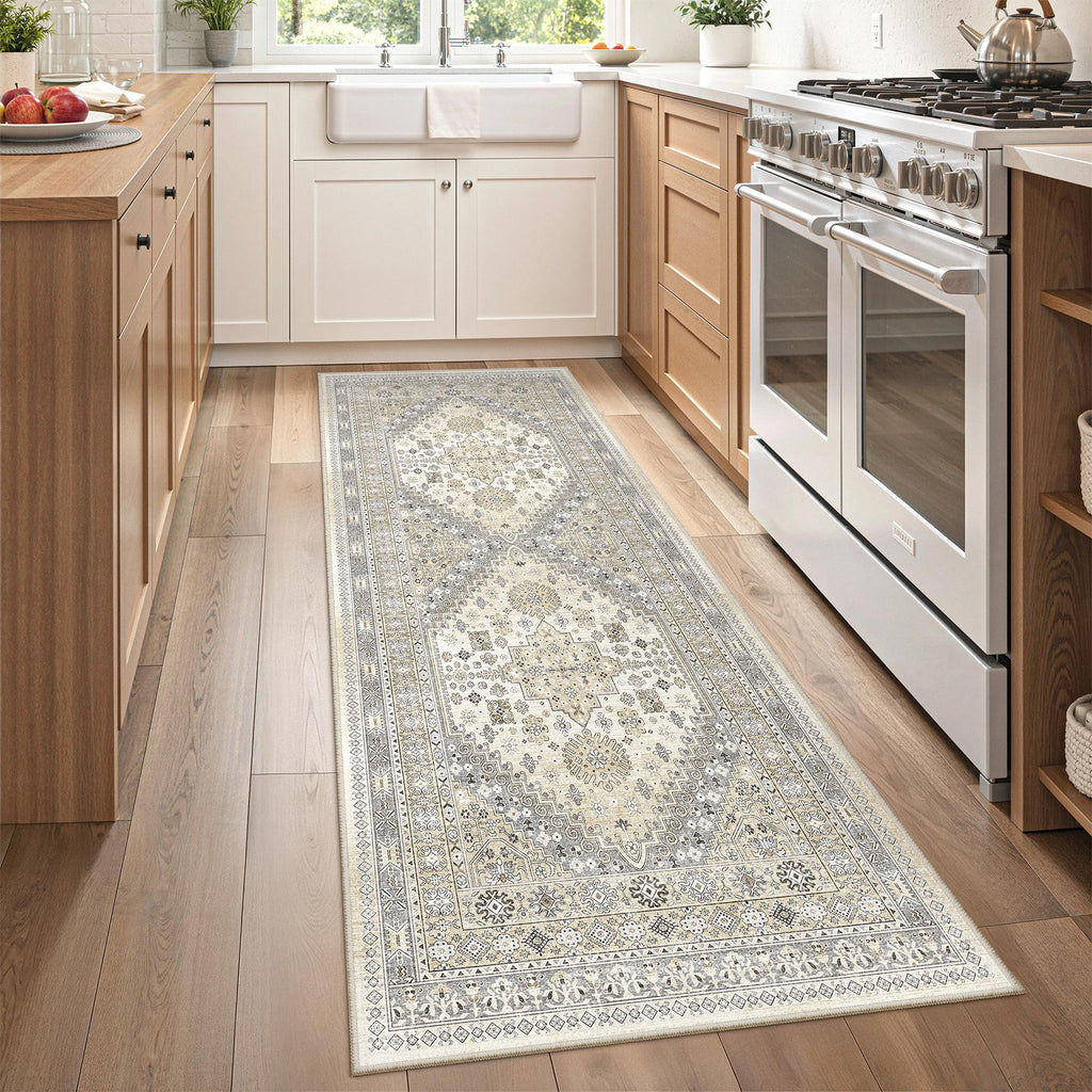 zesthome 2x6 Runner Rug Non Slip,Washable Hallway Runner Rug,Beige