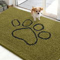 OLANLY Dog Door Mat for Muddy Paws 48x30, Paw Print Design Chenille Mud Mat