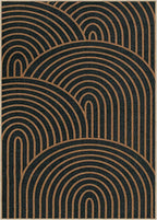 Lahome Modern Rainbow Easy Jute Carpet, Washable 5x7 Area Rugs for Living Room Black Farmhouse Dining Room Rug, Contemporary Natural Throw Mat Non Slip Floor Carpet for Office RV Patio