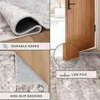 Hazo Haus Beige Washable 2'6"x8' Wide Hallway Runners, Kitchen Runner Rug, Non-Slip & Stain Resistant Long Floor Rug, Neutral Boho Floral Decor (2'6"x8' Beige/Latte)