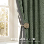 RYB HOME Olive Green 100% Blackout Linen Curtains 102 inches Long, Luxury Thermal Insulated Room Darkening Drapes for Living Room/Bedroom/Sliding Doors, Back Tab&Rod Pocket, W52xL102, 2 Panels