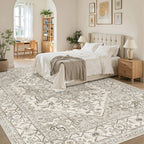 Madane 8x10 Area Rugs for Living Room, Non-Slip Washable Rug, Beige/Brown