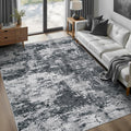 pmtsns Area Rugs 6x9 for Living Room: Washable Rug Modern Abstract Neutral Soft Non-Slip Low-Pile Indoor Carpet for Bedroom Dining Room Playroom Home Office (Black Grey, 6'x9')