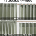 Nanspring Desert Sage Linen Curtains 72 Inch Length for Living Room Semi Sheer Light Filtering Door Drapes 2 Panels Set for Kids Bedroom Back Tab Rod Pocket Modern Farmhouse Decor 52x72