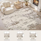 UERMEI 5x7 Area Rug Living Room Rugs - Washable Neutral Modern Abstract Soft Thin Rug Indoor Floor No Slip Rug Carpet for Bedroom Under Dining Table Home Office Decor - Brown/Grey/Beige