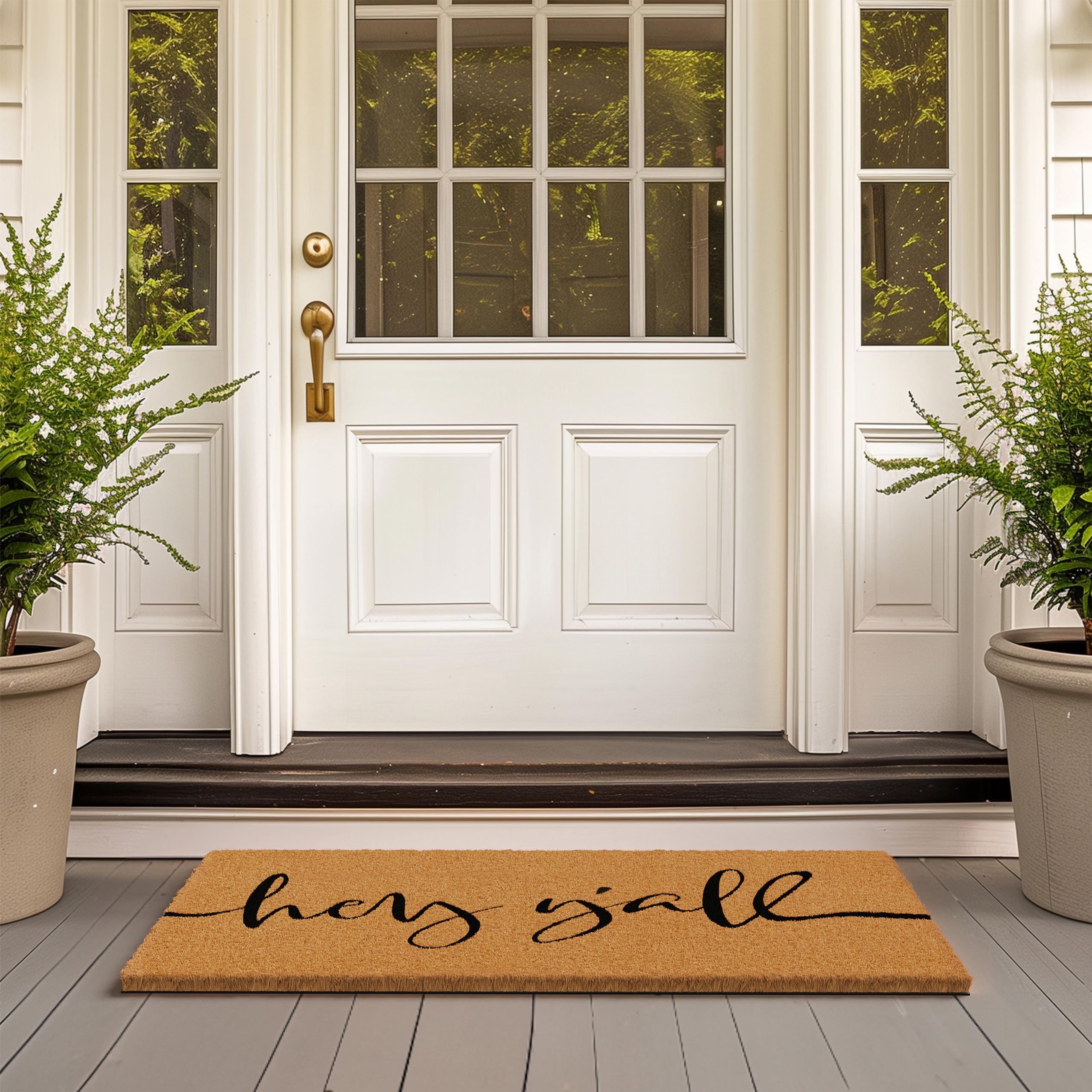 Barnyard Designs Natural Coco Coir Non-Slip Doormat (24x36, Y'all)