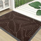 Colorxy Waterproof Doormat, Sturdy Natural Rubber Front Door Mats, Non Slip Low Profile Indoor Outdoor Entrance Mat, Stain Resistant Easy Clean Floor Mat for Patio or Entryway, 30''x17'', Dark Brown