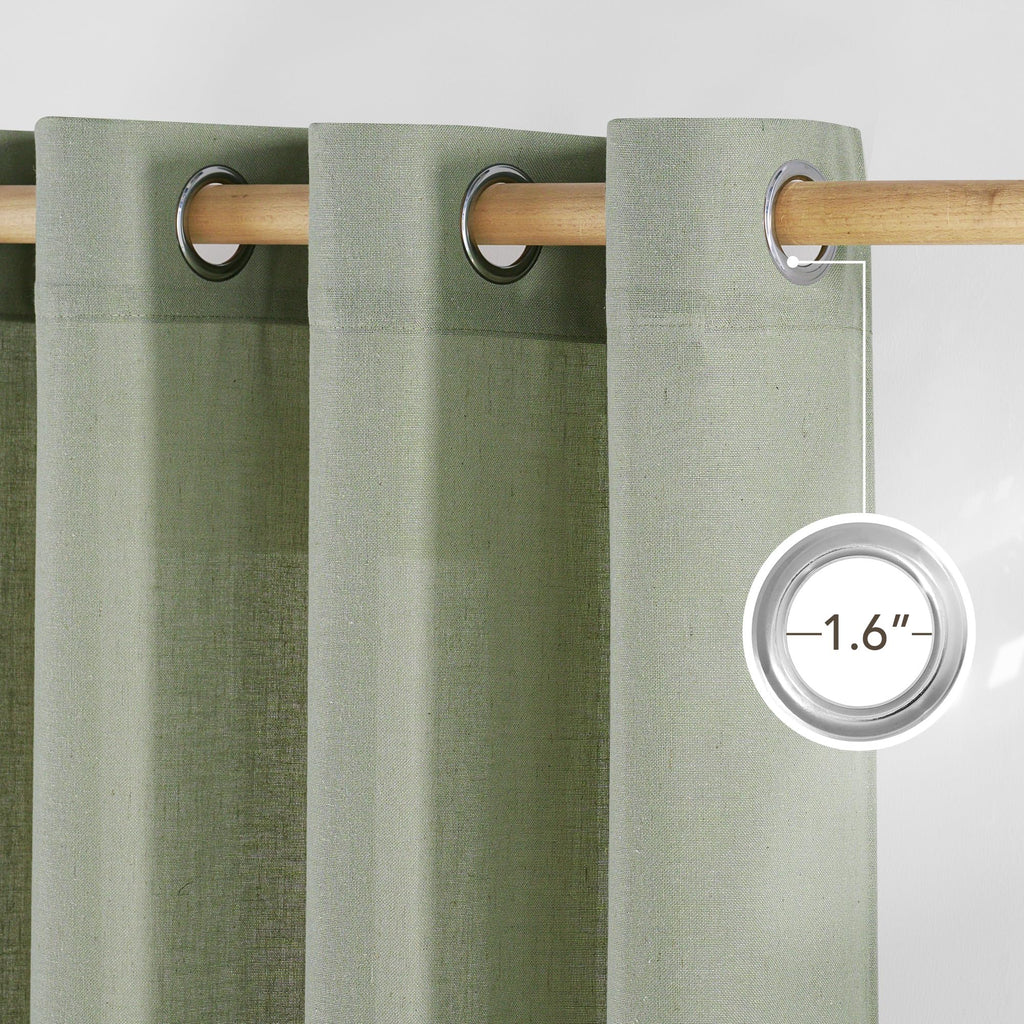NICETOWN Thick Linen Greyish Green Curtains for Living Room, Grommet Privacy Assured Linen Blend Window Treatments with Light Filtering for Bedroom, W55 x L96, 2 Panels