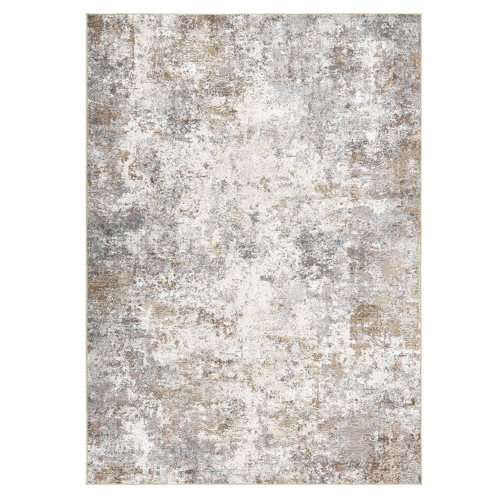 UERMEI 9x12 Area Rug Living Room Rugs - Washable Neutral Modern Abstract Soft Thin Large Rug Indoor Floor No Slip Rug Carpet for Bedroom Under Dining Table Home Office Decor - Brown Grey