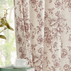 jinchan Vintage Floral Linen Curtains 63 Long for Living Room 2 Panels
